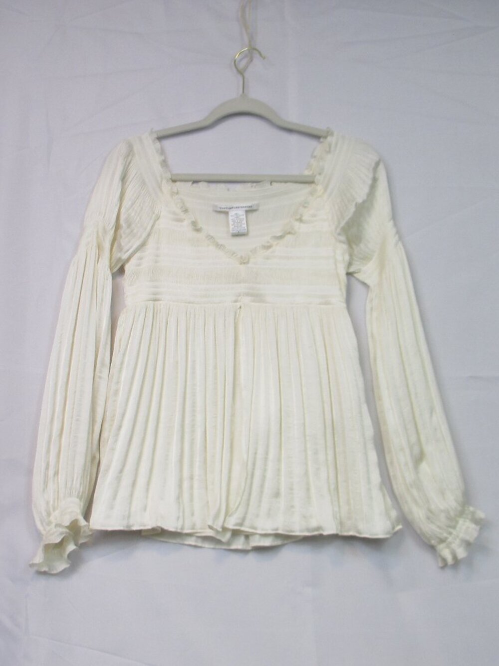 Diane von Furstenberg Fantasia Ivory Ruffle‎ Pleated Peplum Blouse Size 4